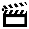 Black and white clapperboard icon